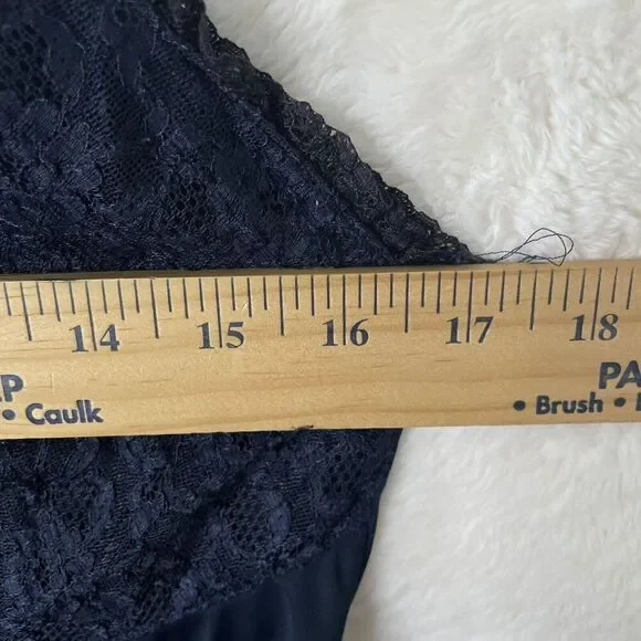 Vintage Henson Kickernick Full Slip Womens 38 Blue Silky Nylon Lace Lingerie - Picture 9 of 12